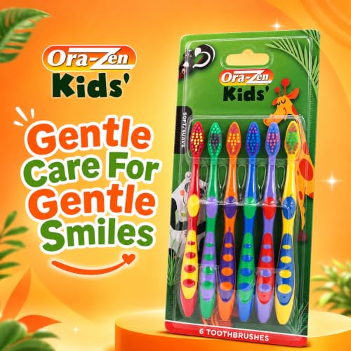 Kids Toothbrush Set - 6-Pack Soft Toothbrushes with Non-Slip Handles