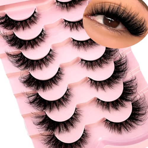 Cat Eye False Eyelashes - 7 Pairs 5D Faux Mink Wispy Strip Lashes