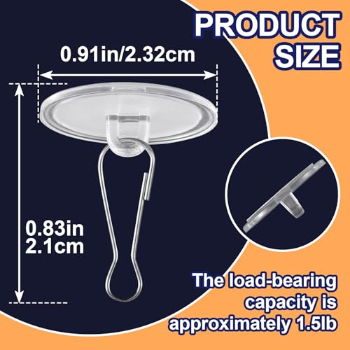 100 Pack Self-Adhesive Ceiling Hooks - Clear Plastic Wall Hangers