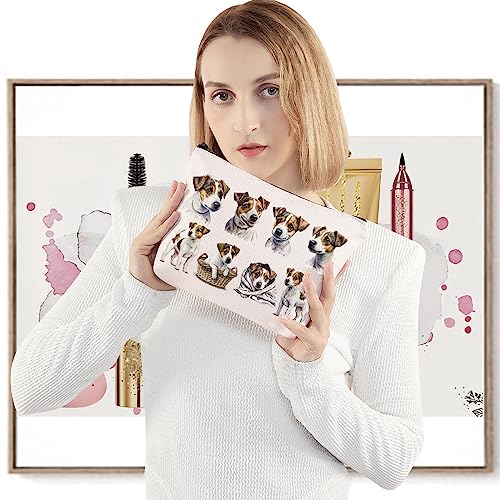 LEVO Jack Russell Cosmetic Makeup Bag - Dog Lover Gift, Travel & Toiletry Organizer