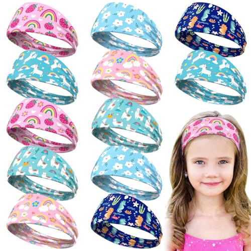 Chunyin 12 Pcs Unicorn Headbands - Rainbow Elastic Hair Accessories