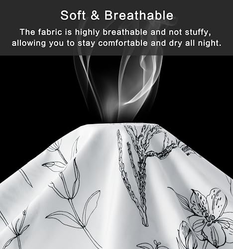 Queen Size Pillow Cases Set of 2 - Black & White Plant Patterns