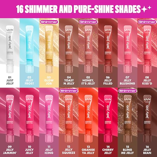 NYX Jelly Job Lip Gloss - High-Gloss Lip Tint in Jelly Jammin' (Cool Pink)