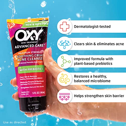 Oxy Maximum Strength Acne Face Wash - 10% Benzoyl Peroxide (Pack of 2)