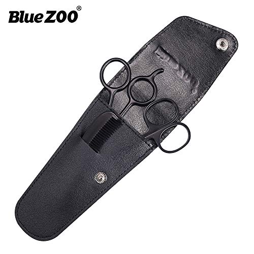 BlueZOO 3PCS Beard Mustache Nose Hair Scissors & Comb Kit