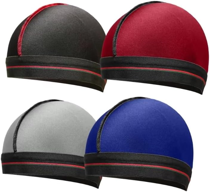 Silky Stocking Cap for Men & Women - Black Compression Wave Cap for 360 Waves | 4-Piece Set