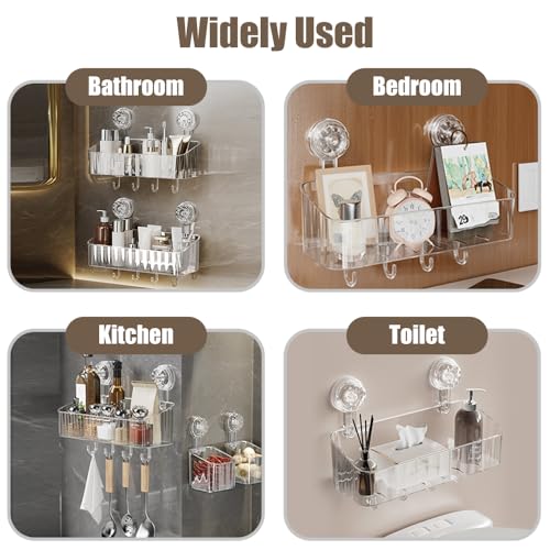 Acrylic Shower Caddy with Suction Cups - 2 Pcs No Drill Shelves