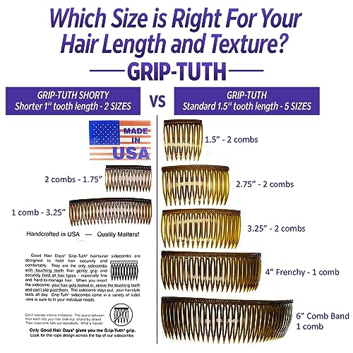 Good Hair Days Grip-Tuth Shorty Comb - Secure Hold for Fine Hair