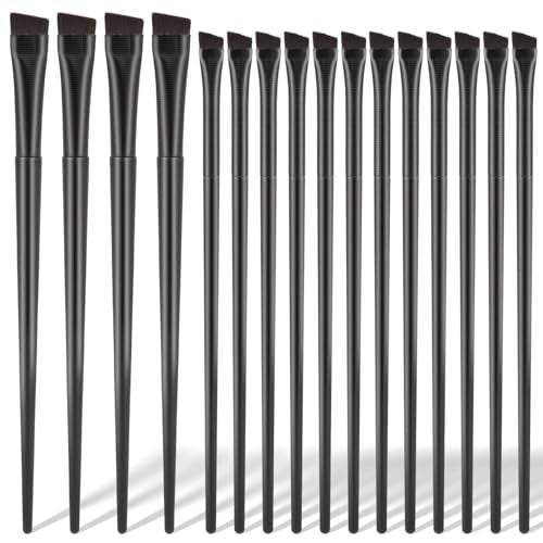 16 Pcs Angled Eyebrow Eyeliner Brushes Set - Ultra Thin Applicator