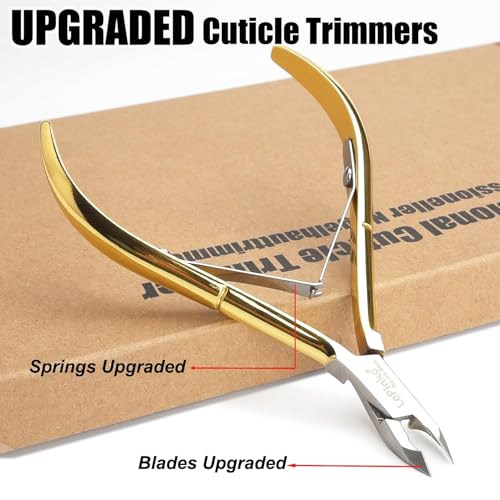 LePinko 4-Pack Cuticle Trimmer Kit, 5mm Jaw Professional Nail Nipper - Gold