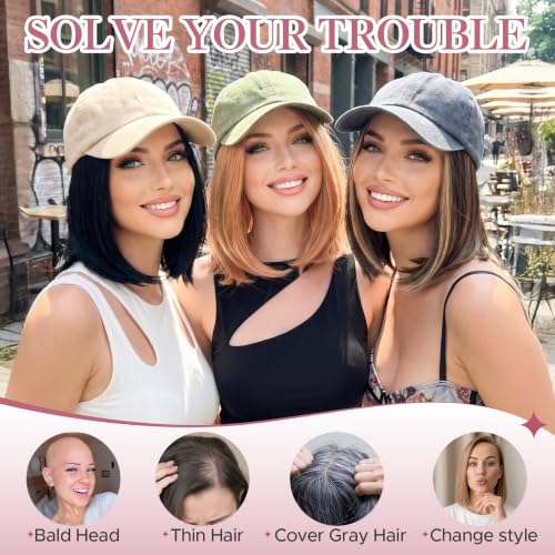 SEGOHAIR Baseball Cap with 6-Inch Synthetic Straight Hair Extension