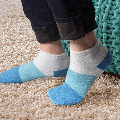 BambooMN Women's Aloe Infused Fuzzy Nylon Spa Socks Assorted A 9-12 - 3 Pairs