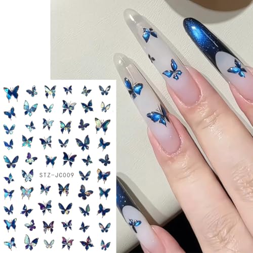 Butterfly Nail Art Stickers Set - 6 Sheets with Tweezers