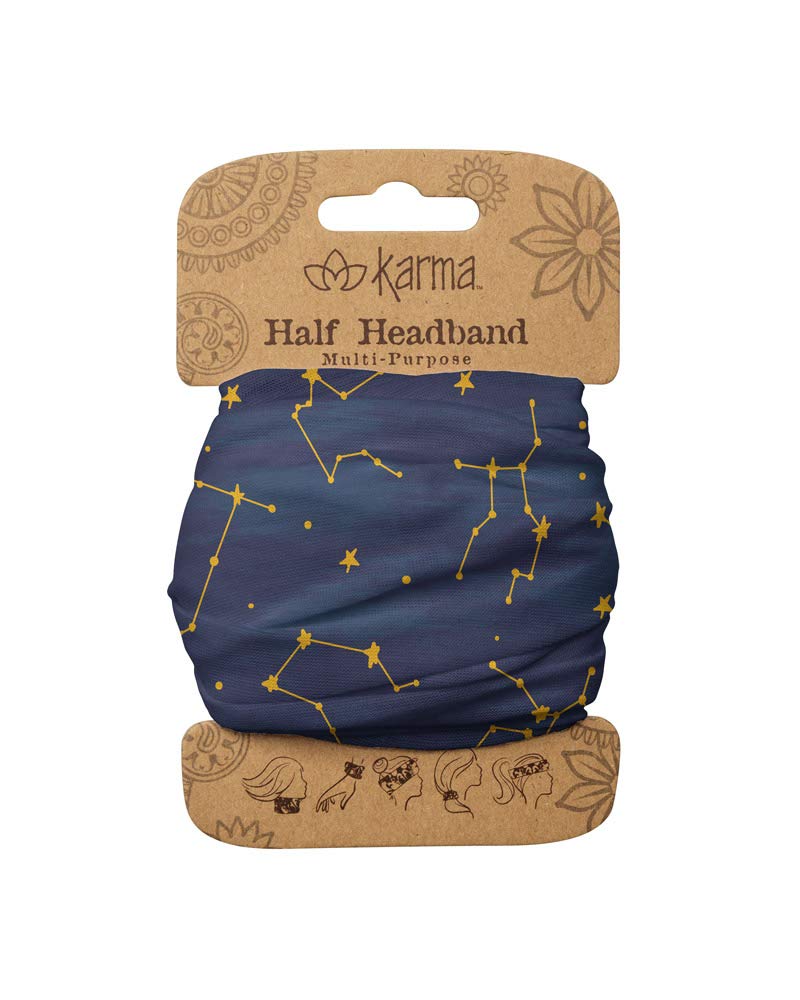 Floral Headband for Women | Stretchy Fabric Hair Scarf - Light Tan & Blue - Medium Size