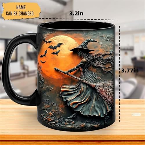 AICHENG Witch Cauldron Coffee Mug - 15 oz Black Ceramic