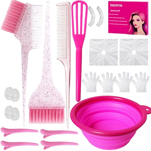 21-Piece Professional Pink Hair Dye Kit for Home Coloring