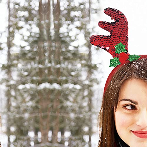 Glitter Deer Antler Headband Set of 6 for Christmas Parties