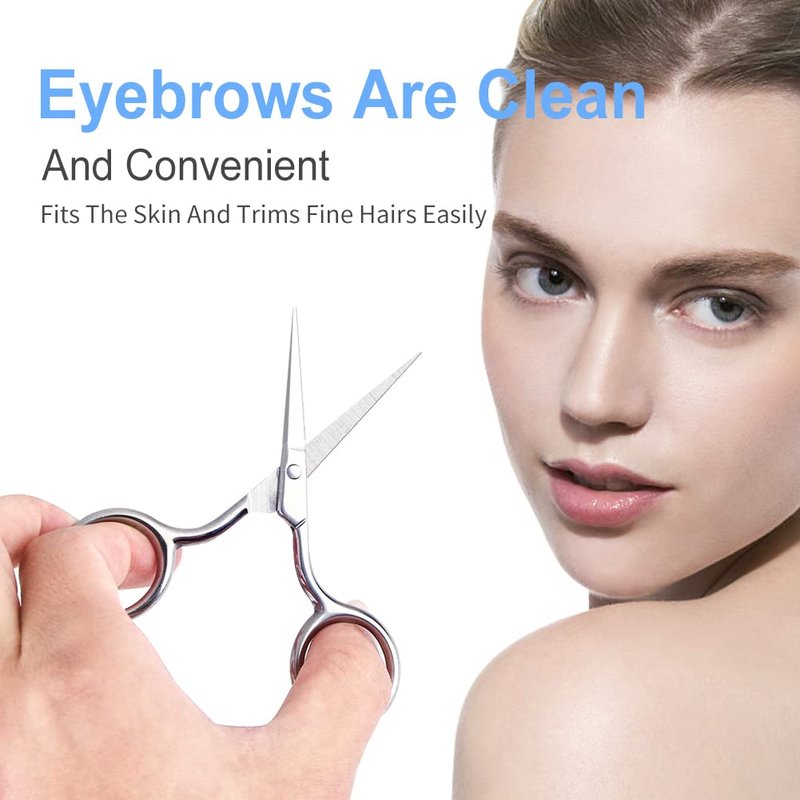 Eyebrow Scissors, Precision Grooming Shears, Nose Hair Trimmer - Professional Stainless Steel Fine Tip for Beard, Mustache, Eyelashes, Cuticles- ASONTAO (1Pcs Eyebrow Scissors)