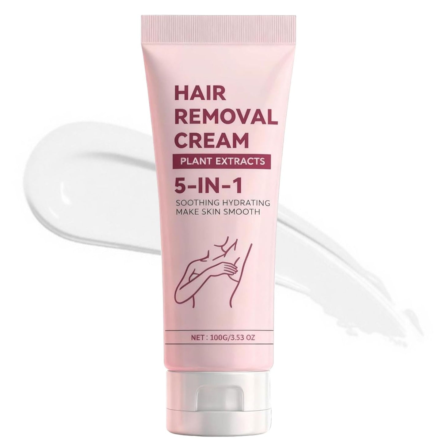 Hair Removal Cream, Moisturizing Daily Care Body Hair Removal Cream for Women and Men, Suitable for Legs, Arms, Underarms, Stomach, Bikini Line, 3.53 OZ