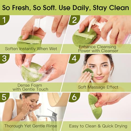 GloréBrochas 3-Pack Facial Sponges – Reusable PU Face Cleansing & Exfoliating Pads