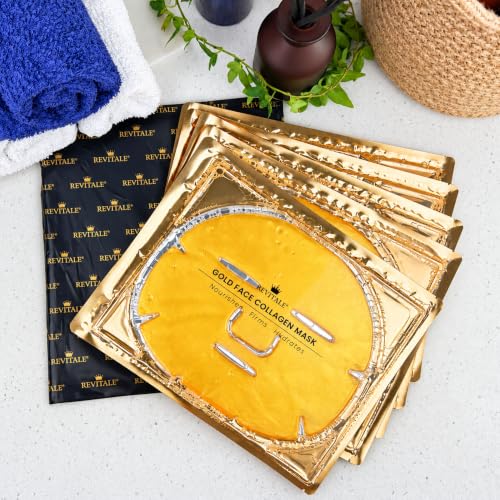 RevitaLE 24K Gold Sheet Mask with Collagen & Hyaluronic Acid – Hydrating & Anti-Aging