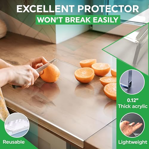 Acrylic Cutting Board with Counter Lip - Non-Slip & Durable 16x12