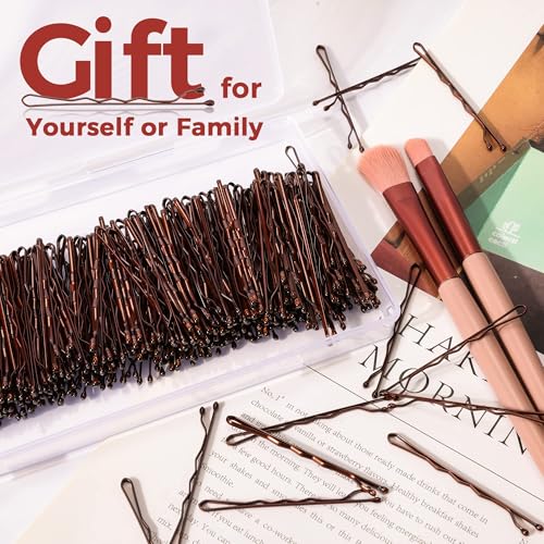 EWAGOA 300-Pack Brown Hair Pins with Storage Box