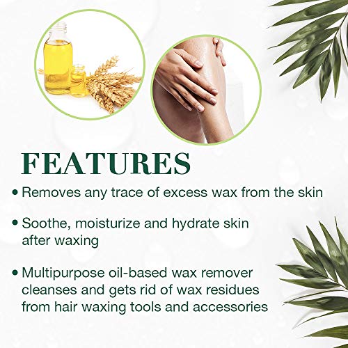 Clean + Easy After Wax Remover Oil, Wheat Germ Post-Waxing Cleanser, 16 oz