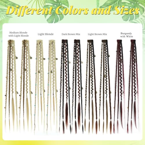 Toilswirl 16 Inch Medium Blonde Boho Clip-In Braids with Charms & Beads - Festival Hair Extensions