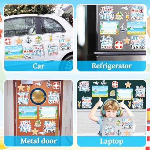 Cruise Door Magnets Set - 12 Pcs Magnetic Dry Erase Boards & Stickers