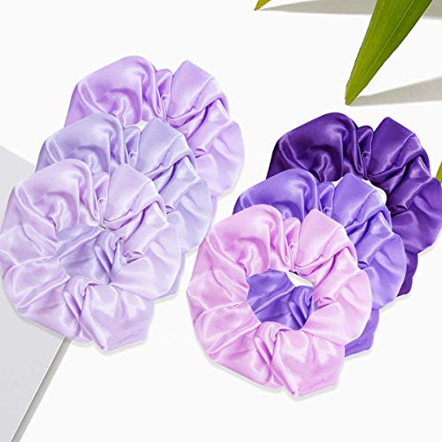 CUBACO 12-Piece Satin Hair Scrunchies - Soft Elastic Hair Ties