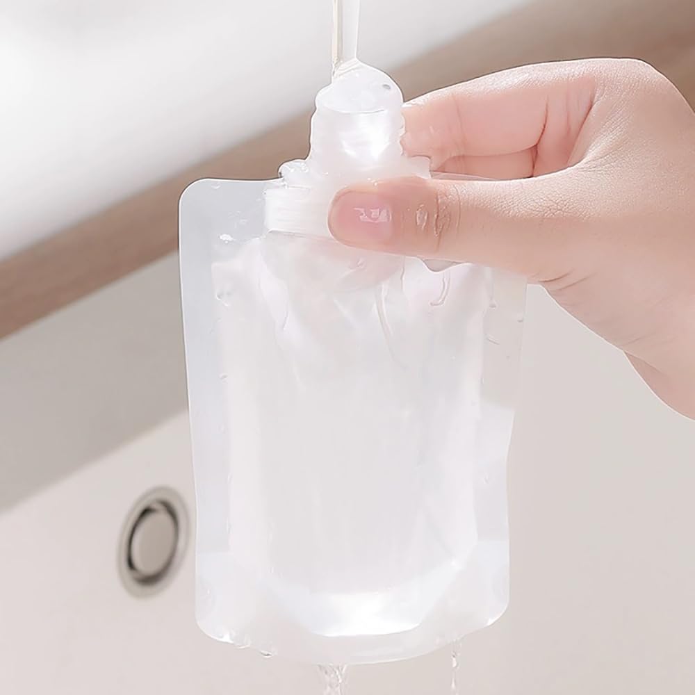 NaYiissi 10pcs Travel Pouches for Toiletries, Leak Proof Travel Fluid Makeup Packing Bag, TSA Approved Squeeze Liquid Pouches for Travel, Plastic Pouch for Lotion Shampoo Cream Hand Soap