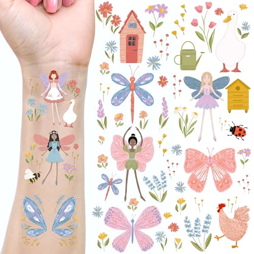 Cheerland Garden Fairy Tattoos 108ct Temporary Floral Butterfly Stickers for Party Favors