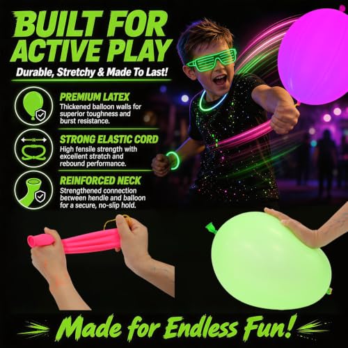 Mega-Loopolis Glow in the Dark Punch Balloons - 24 PCS Party Favors
