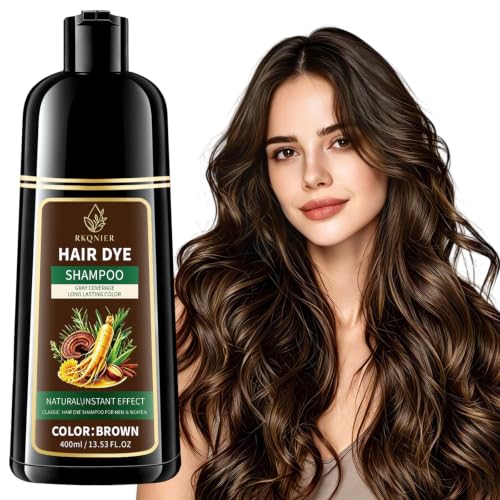 RKQNIER Brown Hair Dye Shampoo for 100% Gray Coverage - 3 in 1 Natural Hair Color