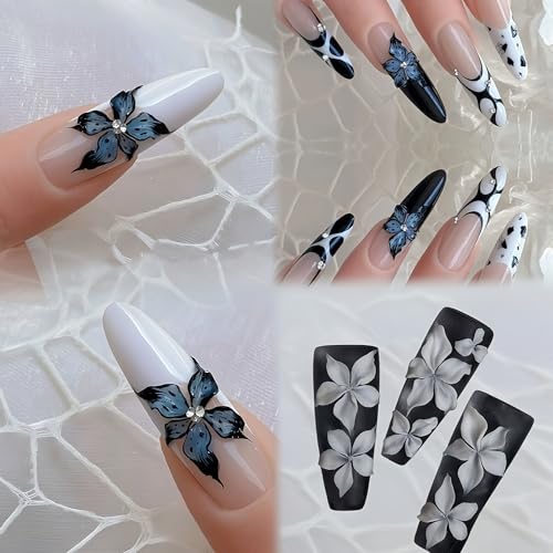 Pizadix 2 Pcs Flower Silicone Nail Art Molds - Romantic Resin & Gel Nail Designs (Flower-1)