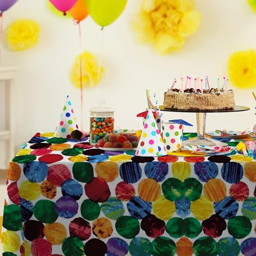 Colorful Candy Style Tablecloth - 53x108 Inch for Birthday Parties