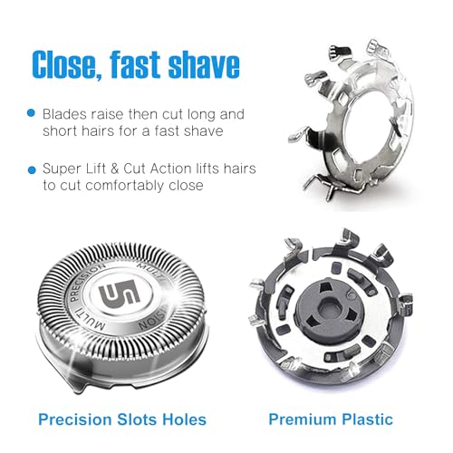 Innobeaut 3-Pack SH50 Replacement Blades for Philips Norelco Series 5000 Shavers (Without Blade Retaining Rings)