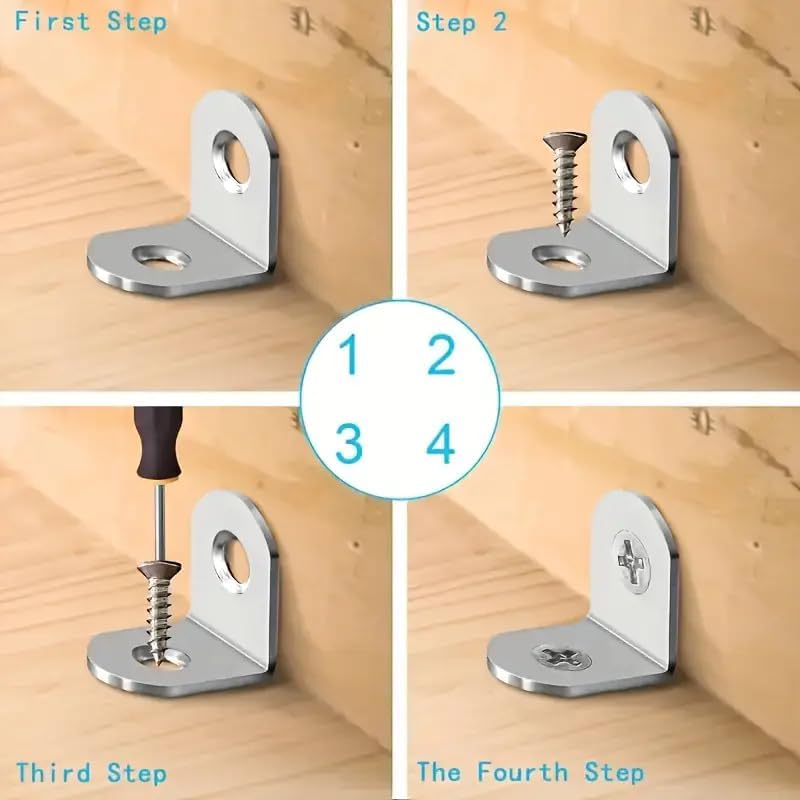 Corner Bracket Set - 10pcs Heavy-Duty Brackets with Screws for Wooden Furniture | Ideal for Chairs, Drawers, Cabinets