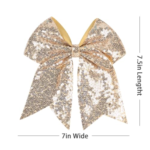 12-Color Jumbo Sequin Cheer Bow Set – 7-Inch Glitter Hair Clips for Girls