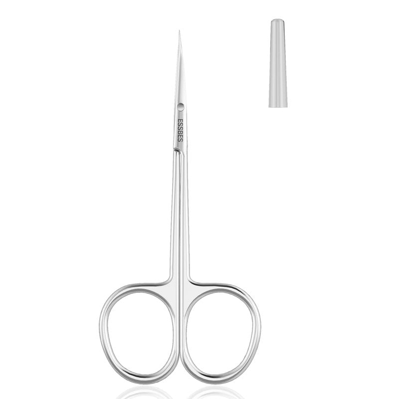 ESSBES Facial Hair Small Precise Grooming Scissors for Men Women Extra Fine Curved Blade Super Slim Professional Manicure Scissors for Cuticle, Eyebrow, Nose Hair, Mustache, Bead and Dry Skin