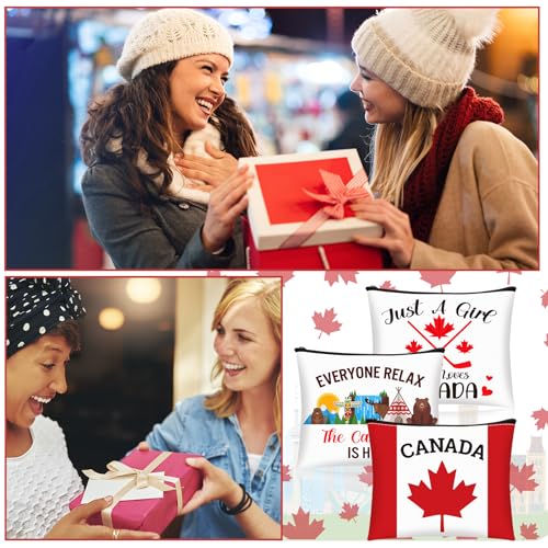 Canada Cosmetic Bag Set - 9 Pcs Souvenir Makeup Pouches for Girls Women Travel