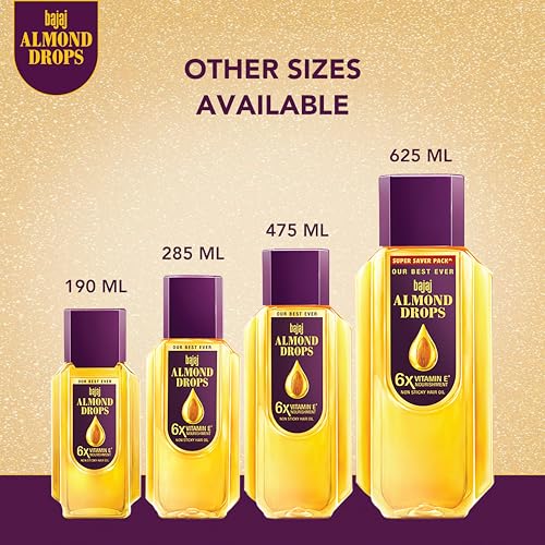 Bajaj Almond Drops Hair Oil 475 ml – Almond / 16.91 fl oz, Pack of 1