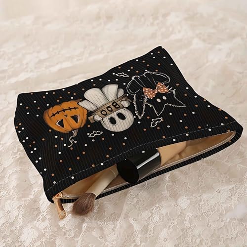 Cute Halloween Makeup Bag for Women, Small Kawaii Cosmetic Pouch with Zipper