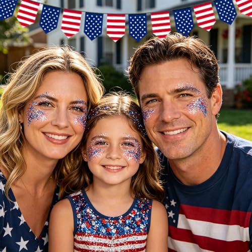 4th of July Glitter Stick Patriotic Hair Glitter Body Glitter face Glitter 4th of July Outfits for Women Fourth of July Outfit Women 4th of July Fourth of July Decorations£¬Red White and Blue X1
