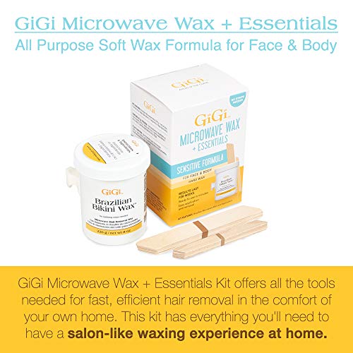 GiGi Brazilian Bikini Wax Microwave Kit - Hard Wax for Sensitive Skin, Face & Body Hair Removal, No Strips Needed, Easy At-Home Waxing Kit
