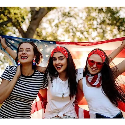 NVENF 4th of July Headband American Flag Rhinestone Pearl Hairband - Variation 4