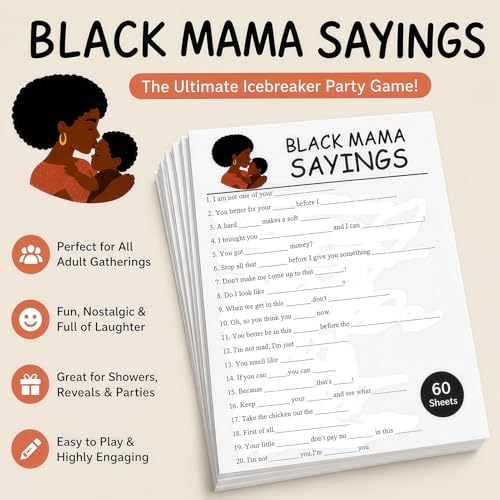 Black Mama Sayings Party Game - 70-Piece Adult Icebreaker Set
