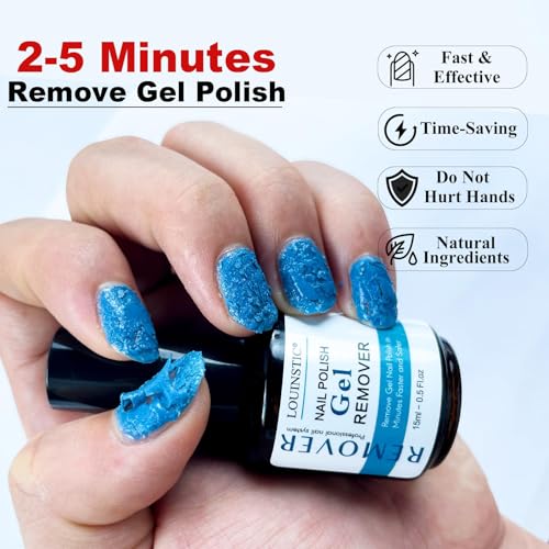 Louinstic Gel Nail Polish Remover - Fast 2-5 Min, Acetone-Free, Gentle & Effortless
