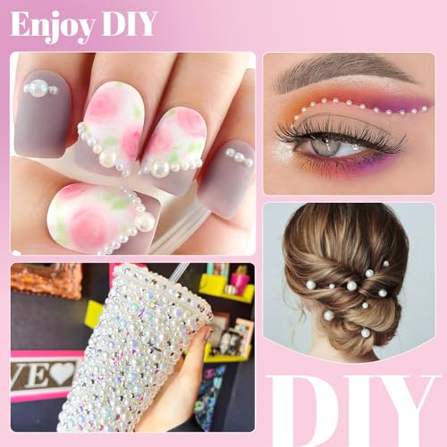 11000Pcs Flatback Pearls Kit with B7000 Glue, Assorted Sizes 2-10mm Beige AB